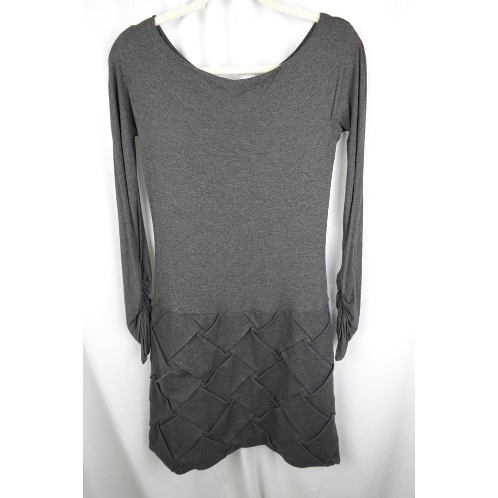 Bailey 44‎ Charcoal Ruched Sleeve Quilted Hem Sweater Dress M